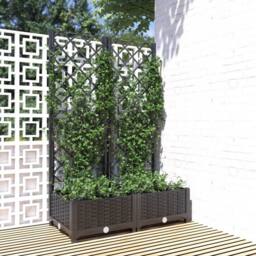 Berkfield Home Beautiful Garden Planter with Trellis Black 80x40x121.5 cm PP - thumbnail 2