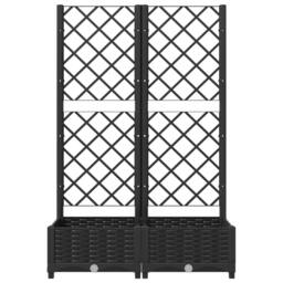 Berkfield Home Beautiful Garden Planter with Trellis Black 80x40x121.5 cm PP - thumbnail 4