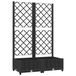 Berkfield Home Beautiful Garden Planter with Trellis Black 80x40x121.5 cm PP - thumbnail 3