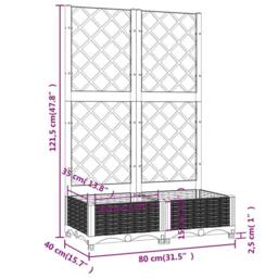 Berkfield Home Beautiful Garden Planter with Trellis Black 80x40x121.5 cm PP - thumbnail 8