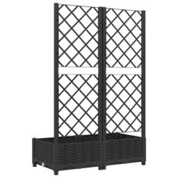 Berkfield Home Beautiful Garden Planter with Trellis Black 80x40x121.5 cm PP - thumbnail 6