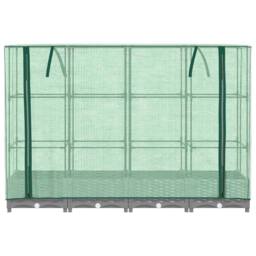 Berkfield Home Raised Bed with Greenhouse Cover Rattan Look 160x40x123 cm in Light Grey - Size: 160 x 40 x 123 cm - thumbnail 4