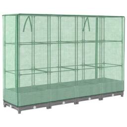 Berkfield Home Raised Bed with Greenhouse Cover Rattan Look 160x40x123 cm in Light Grey - Size: 160 x 40 x 123 cm - thumbnail 6
