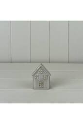 KDMD Grey Glazed Ceramic House Tealight with Textured Detail