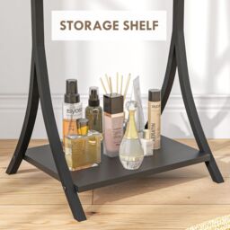 HOMCOM Freestanding Full Length Mirror Adjustable Full Body Mirror with Shelf in Black - thumbnail 6
