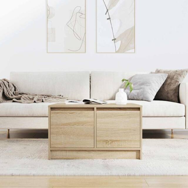 Berkfield Home Decorative Coffee Table with Drawers Sonoma Oak 70.5x70x40 cm in Light Brown - image 1