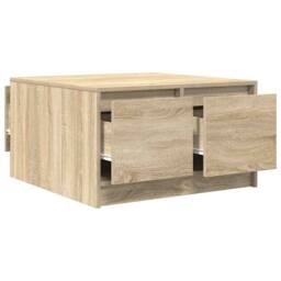 Berkfield Home Decorative Coffee Table with Drawers Sonoma Oak 70.5x70x40 cm in Light Brown - thumbnail 5