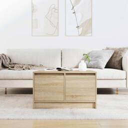 Berkfield Home Decorative Coffee Table with Drawers Sonoma Oak 70.5x70x40 cm in Light Brown - thumbnail 1