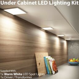 Loops 1x BRUSHED NICKEL Ultra-Slim Square Under Cabinet Kitchen Light & Driver Kit - Warm White LED in Metallics - thumbnail 2