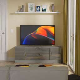 Ready Assembled 2 U Holborn 2 Door 2 Drawer Superwide TV Unit (Ready Assembled) in Mid Grey