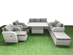 Fimous PE Rattan Garden Furniture Set Reclining Chair Sofa Double Love Seat 2 Seater Sofa Lounge Set Adjustable Lifting Dining or Coffee Table 3 - thumbnail 2