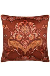 Laurence Llewelyn-Bowen 'Veritas' Arts & Crafts Print Velvet Filled Cushion in Red - Size: 55 cm x 55 cm - thumbnail 2