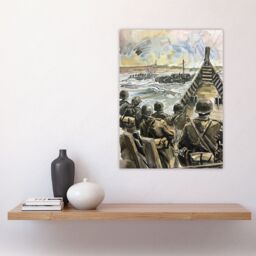 "Artery8 War Military Normandy Landing D Day Watercolour Wall Art Print in Brown - Size: W18"" x H24""" - thumbnail 4