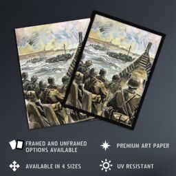"Artery8 War Military Normandy Landing D Day Watercolour Wall Art Print in Brown - Size: W18"" x H24""" - thumbnail 2
