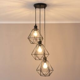 ValueLights Diablo Geometric Shade 3 Drop Cluster Matte Black Ceiling Pendant Light - thumbnail 1