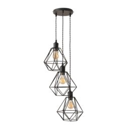 ValueLights Diablo Geometric Shade 3 Drop Cluster Matte Black Ceiling Pendant Light - thumbnail 2