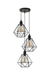 ValueLights Diablo Geometric Shade 3 Drop Cluster Matte Black Ceiling Pendant Light - thumbnail 6
