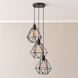 ValueLights Diablo Geometric Shade 3 Drop Cluster Matte Black Ceiling Pendant Light - thumbnail 3
