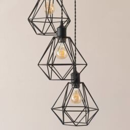 ValueLights Diablo Geometric Shade 3 Drop Cluster Matte Black Ceiling Pendant Light - thumbnail 4