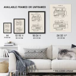 "Artery8 Locomotive Train Engine Compartments Vintage Framed Wall Art Print in White - Size: W12"" x H16""" - thumbnail 3