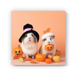 "Warren Reed - Designer Trick Or Treating Guinea Pigs Canvas - Size: W16"" x H16""" - thumbnail 2