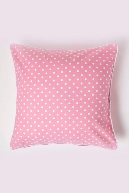 Homescapes Cotton Polka Dots Cushion Cover in Pink - Size: 30 cm x 50 cm - image 1