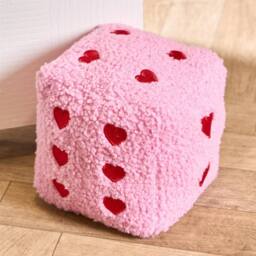 OHS Dice Weighted Teddy Fleece Decorative Doorstop in Pink - thumbnail 2