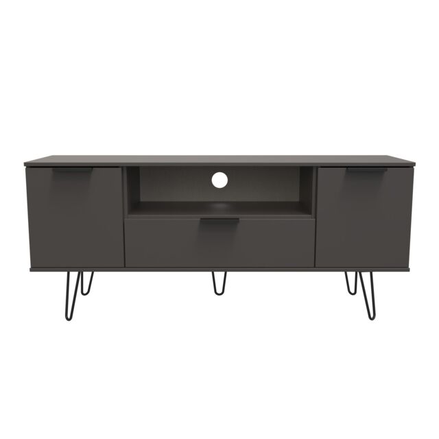 Ready Assembled 2 U Fuji 2 Door 1 Drawer Wide TV Unit (Ready Assembled) in Dark Grey - Size: Large - image 1