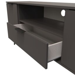 Ready Assembled 2 U Fuji 2 Door 1 Drawer Wide TV Unit (Ready Assembled) in Dark Grey - Size: Large - thumbnail 5