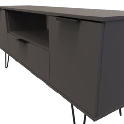 Ready Assembled 2 U Fuji 2 Door 1 Drawer Wide TV Unit (Ready Assembled) in Dark Grey - Size: Large - thumbnail 4