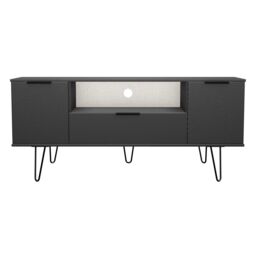 Ready Assembled 2 U Fuji 2 Door 1 Drawer Wide TV Unit (Ready Assembled) in Dark Grey - Size: Large - thumbnail 7