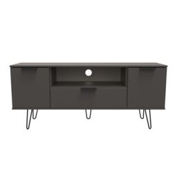 Ready Assembled 2 U Fuji 2 Door 1 Drawer Wide TV Unit (Ready Assembled) in Dark Grey - Size: Large - thumbnail 1