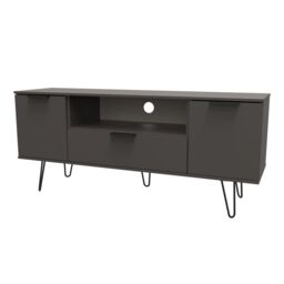 Ready Assembled 2 U Fuji 2 Door 1 Drawer Wide TV Unit (Ready Assembled) in Dark Grey - Size: Large - thumbnail 3