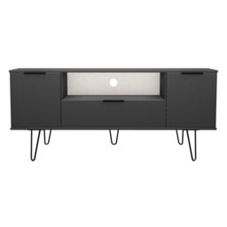 Ready Assembled 2 U Fuji 2 Door 1 Drawer Wide TV Unit (Ready Assembled) in Dark Grey - Size: Large - thumbnail 8