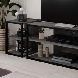 Decortie Echo' Modern TV Unit TV Stand Media Unit in Mid Grey - Size: 1 Pack - thumbnail 3