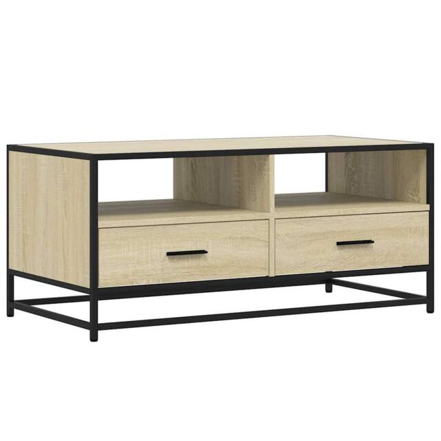 Berkfield Home Coffee Table Sonoma Oak 100x50x45 cm Engineered Wood & Metal in Light Tan - Size: 100 x 50 x 45 cm - image 1