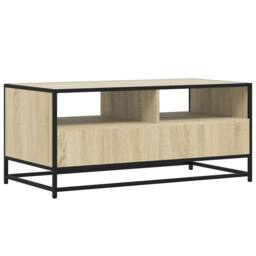 Berkfield Home Coffee Table Sonoma Oak 100x50x45 cm Engineered Wood & Metal in Light Tan - Size: 100 x 50 x 45 cm - thumbnail 7