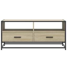 Berkfield Home Coffee Table Sonoma Oak 100x50x45 cm Engineered Wood & Metal in Light Tan - Size: 100 x 50 x 45 cm - thumbnail 5