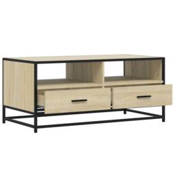 Berkfield Home Coffee Table Sonoma Oak 100x50x45 cm Engineered Wood & Metal in Light Tan - Size: 100 x 50 x 45 cm - thumbnail 8