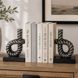 Orsina Piper Set of Rope Bookends in Black - thumbnail 3