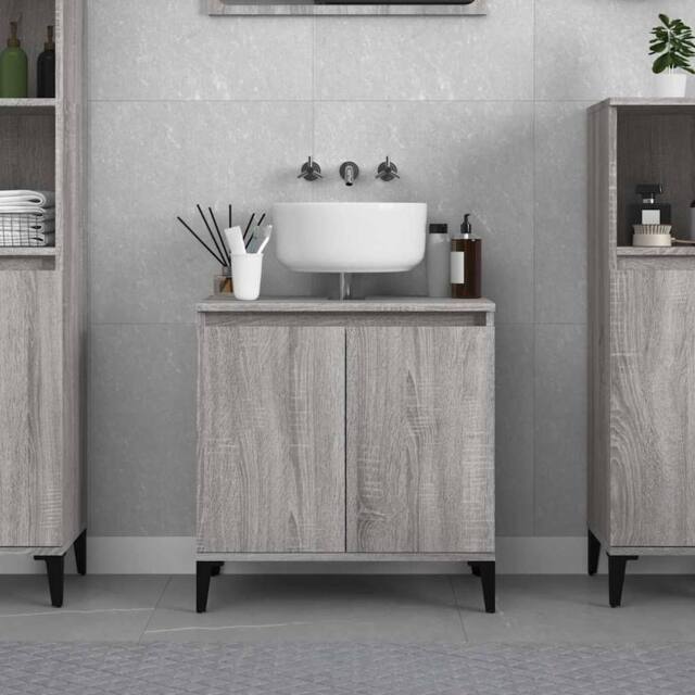 Berkfield Home Sink Cabinet Grey Sonoma 58x33x60 cm Engineered Wood - Size: 58 x 33 x 60 cm - image 1