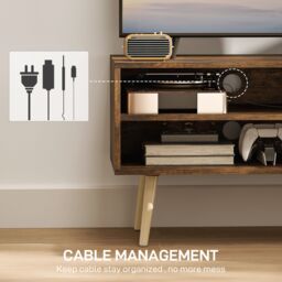 HOMCOM TV Unit Cabinet for TVs up to 55Inches with Cable Management, Brown - thumbnail 6