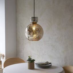 Netlighting Belvoir Dome Pendant Brass Plate & Mercury Glass 10W LED E27 in Yellow - thumbnail 2
