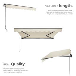 tectake Retractable Awning Ornella in Beige - Size: 300 cm x 250 cm - thumbnail 3