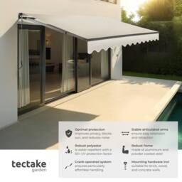 tectake Retractable Awning Ornella in Beige - Size: 300 cm x 250 cm - thumbnail 2