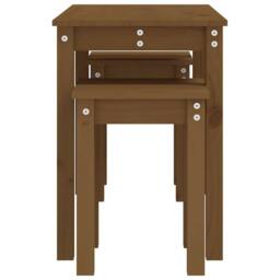 Berkfield Home Nesting Tables 3 pcs Honey Brown Solid Wood Pine - thumbnail 7