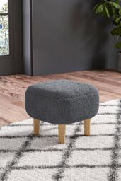 Living and Home Kamar Wide Square Ottoman Footstool in Grey - thumbnail 2