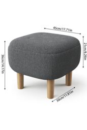Living and Home Kamar Wide Square Ottoman Footstool in Grey - thumbnail 6