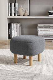 Living and Home Kamar Wide Square Ottoman Footstool in Grey - thumbnail 1