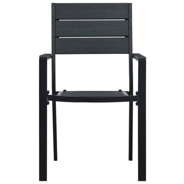 Berkfield Home Sturdy Garden Chairs 4 pcs Black HDPE Wood Look - image 1